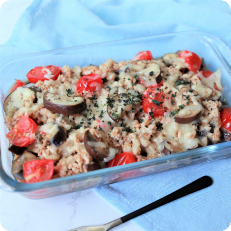 レンジで、とろうま！なすとトマトのチーズがけ