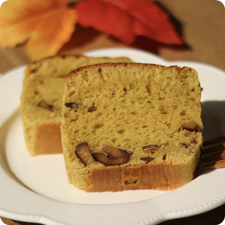 やさしい甘さの秋スイーツ！栗と青汁のパウンドケーキの画像