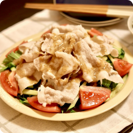 水菜とトマトのさっぱり豚しゃぶサラダの画像