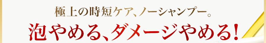 極上の時短ケア、ノーシャンプー。泡やめる、ダメージやめる！