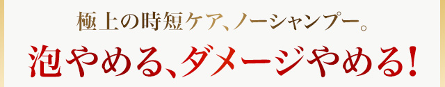 極上の時短ケア、ノーシャンプー。泡やめる、ダメージやめる！