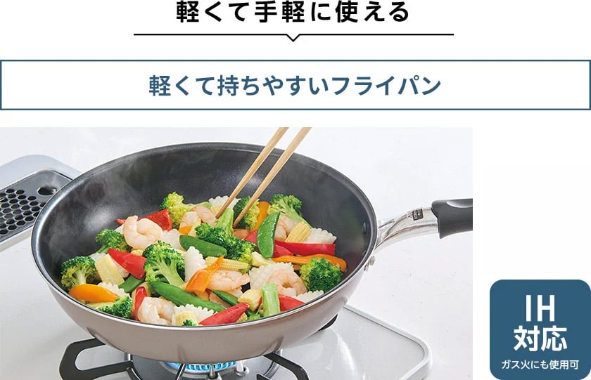 軽くて手軽に使える 軽くて持ちやすいフライパン