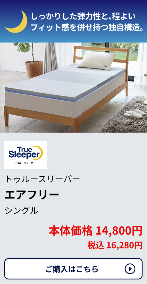 トゥルースリーパー エアフリー シングル 本体価格14,800円 税込16,280円 ご購入はこちらから