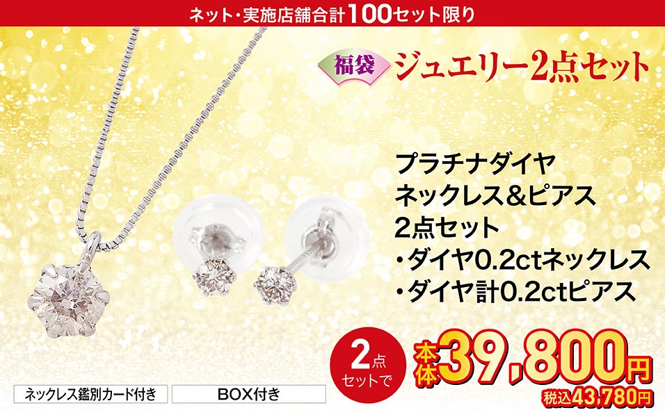 【2点セット】プラチナダイヤ0.2ctネックレス プラチナダイヤ計0.2ctピアス