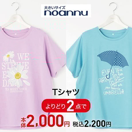 大きいサイズ noannu Tシャツよりどり2点で 本体2,000円