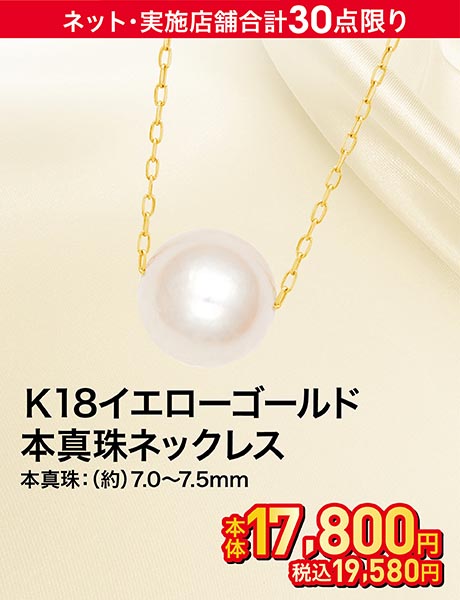 K18イエローゴールド 本真珠ネックレス