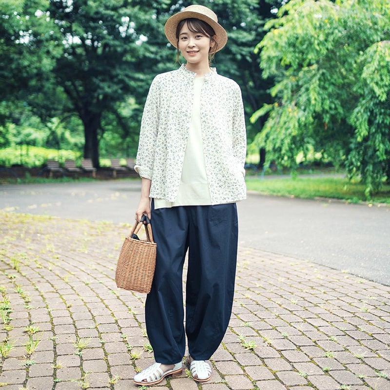 LOOK2 オーガニック綿入 エリフリルブラウス