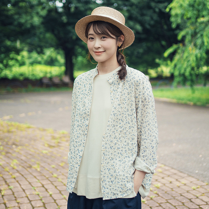 LOOK2 オーガニック綿入 エリフリルブラウス