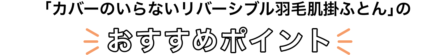 「カバーのいらいない リバーシブル羽毛肌掛ふとん」のおすすめポイント
