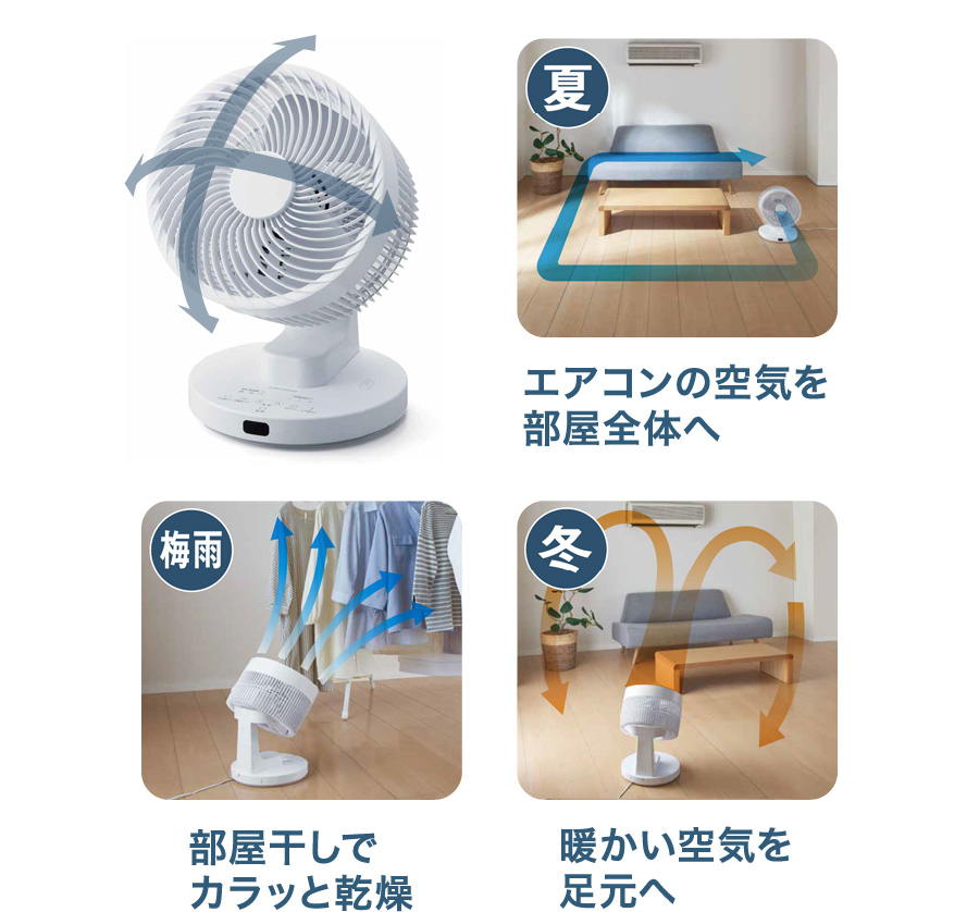 23cm 室温連動風量調整サーキュレーター HC-SA101-WH - 冷暖房/空調