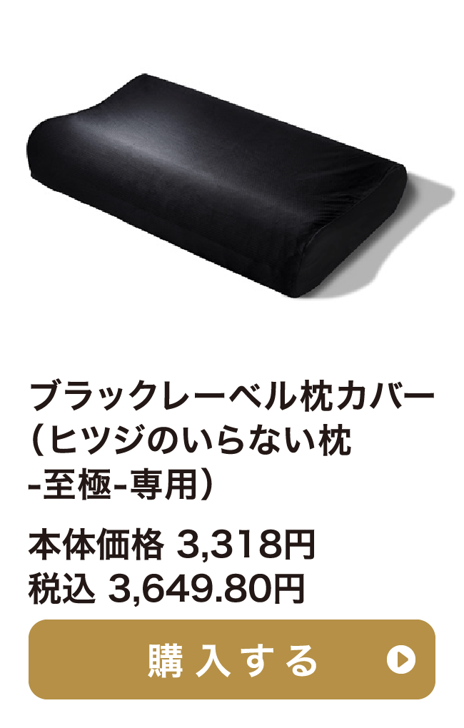ブラックレーベル枕カバー(ヒツジのいらない枕 至極専用) 本体価格 3,318円 税込 3,649.80円 ご購入はこちらから