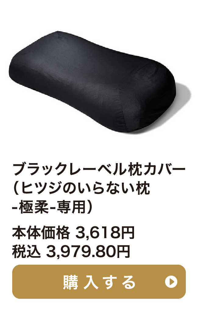 ブラックレーベル枕カバー(ヒツジのいらない枕 極柔専用) 本体価格 3,618円 税込 3,979.80円 ご購入はこちらから