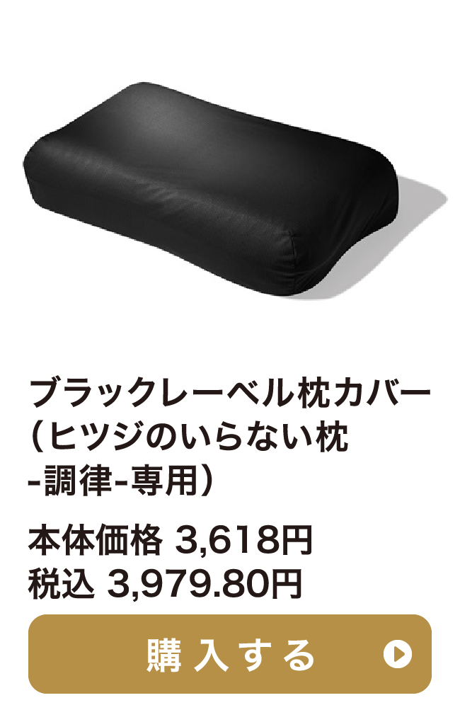 ブラックレーベル枕カバー(ヒツジのいらない枕 調律専用) 本体価格 3,618円 税込 3,979.80円 ご購入はこちらから
