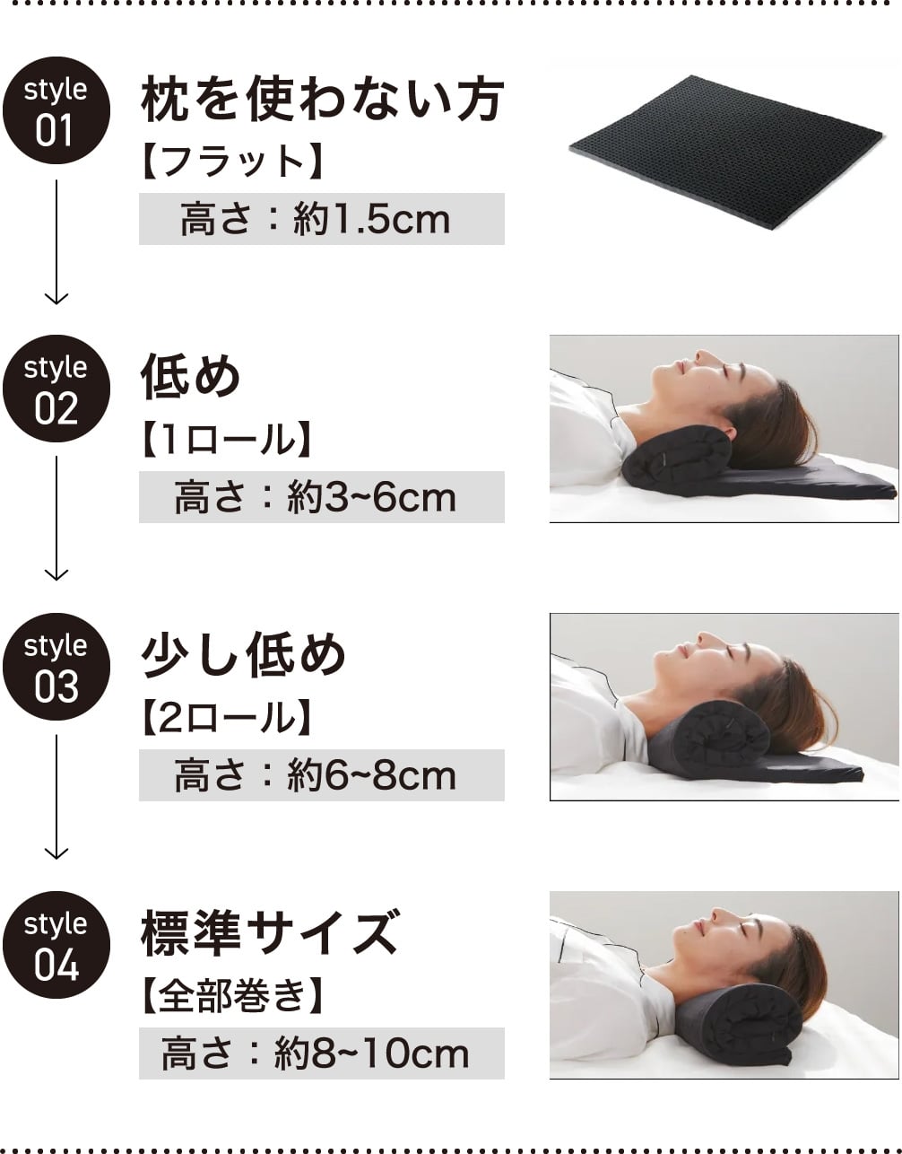 全く新しい完全フィット 高さ・柔らかさをもっと自由に スタイル
