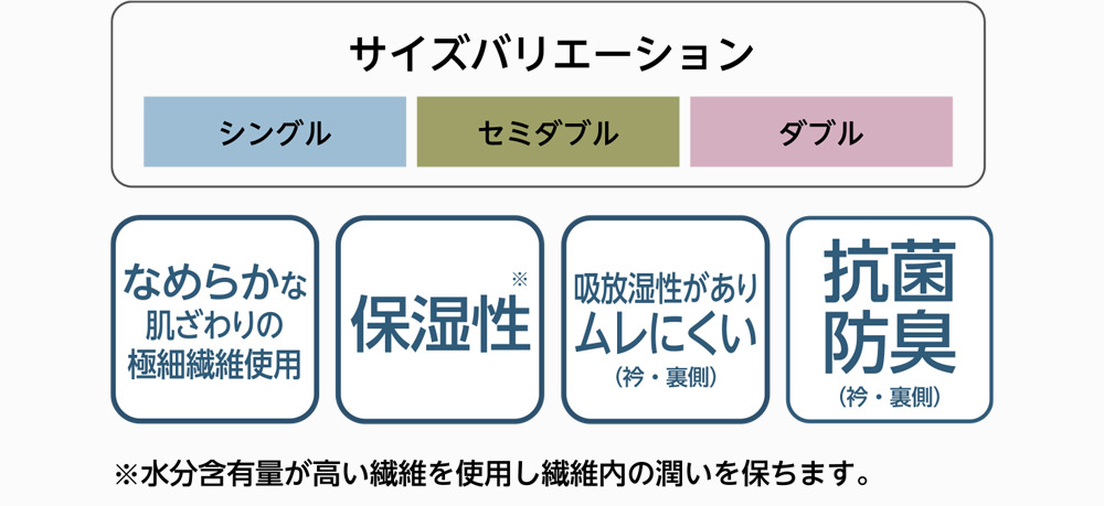 サイズバリエーション シングル・セミダブル・ダブル