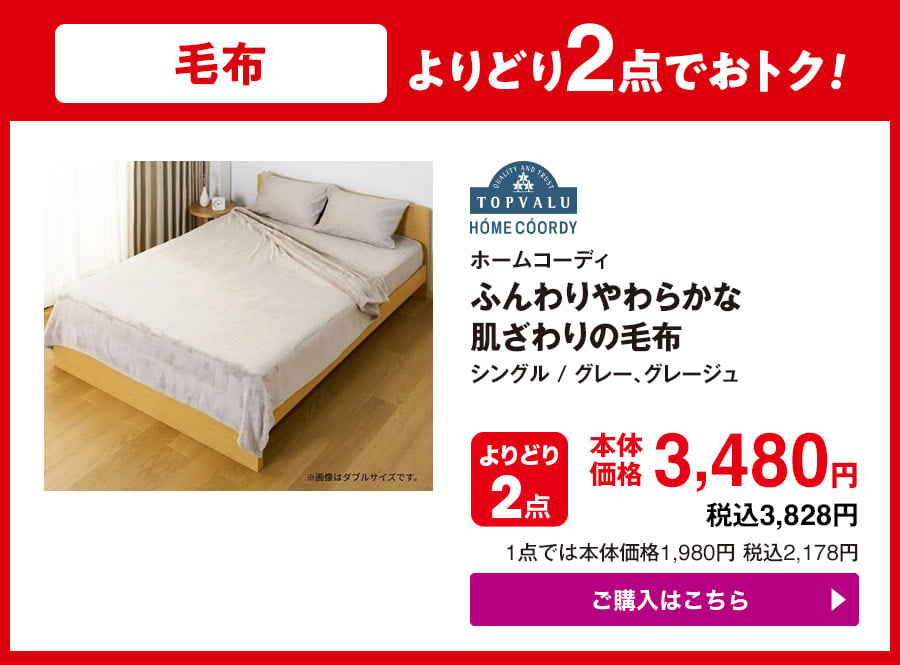 よりどり2点でおトク! ホームコーディふんわりやわらかな肌ざわりの毛布