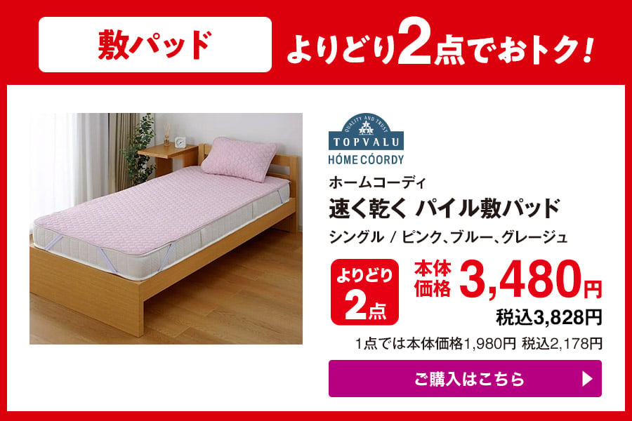 よりどり2点でおトク ホームコーディ 速く乾く パイル敷パッド