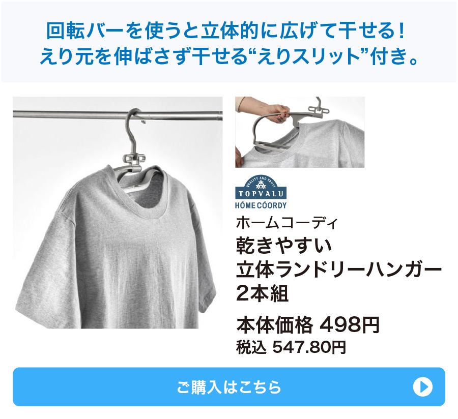 ホームコーディ 乾きやすい立体ランドリーハンガー 2本組