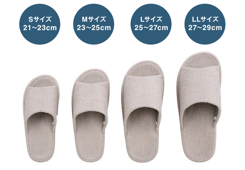 Sサイズ21〜23cm Mサイズ23〜25cm Lサイズ25〜27cm LLサイズ27〜29cm