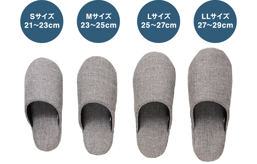 Sサイズ21〜23cm Mサイズ23〜25cm Lサイズ25〜27cm LLサイズ27〜29cm