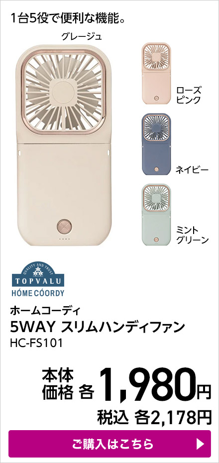 ホームコーディ 5WAY スリムハンディファン HC-FS101 ご購入はこちら