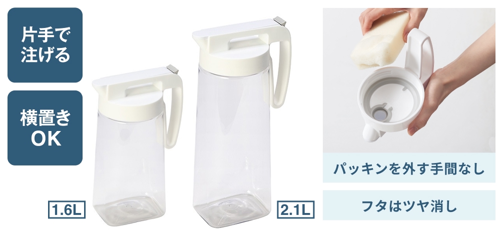 片手で注げる 横置きOK パッキンを外す手間なし フタはツヤ消し