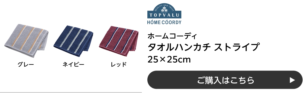 ホームコーディ タオルハンカチ ストライプ 25×25cm ご購入はこちら