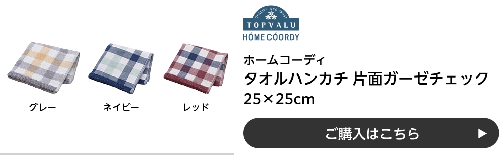 ホームコーディ タオルハンカチ 片面ガーゼチェック 25×25cm ご購入はこちら