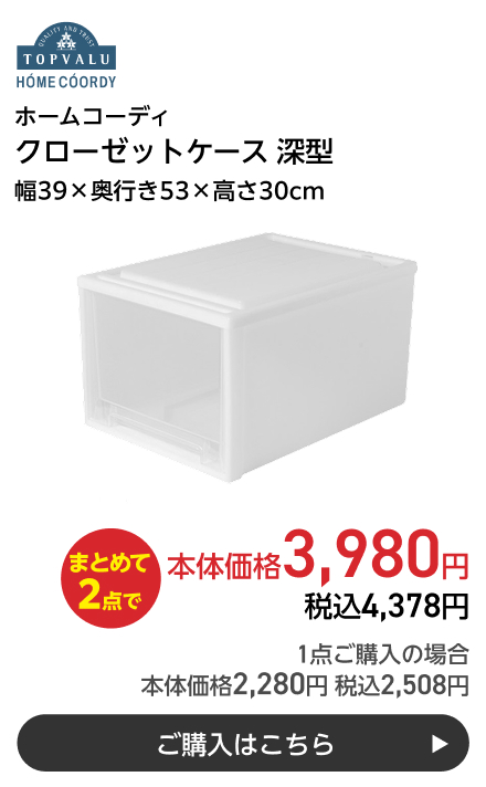 ホームコーディ クローゼットケース 深型 幅39×奥行き53×高さ30cm まとめて2点で本体価格3,980円 税込4,378円 1点ご購入の場合 本体価格2,280円 税込2,508円 ご購入はこちら