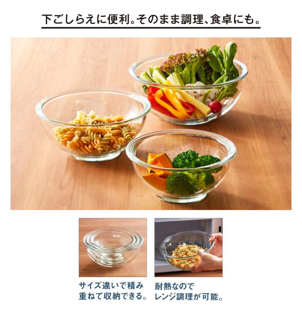下ごしらえに便利。そのまま調理、食卓にも。
