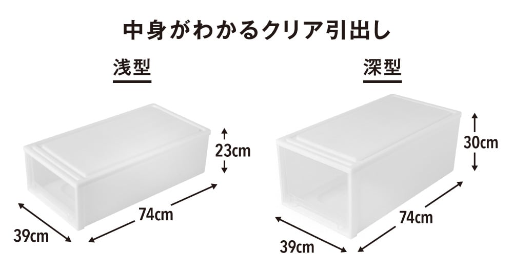 中身がわかるクリア引出し