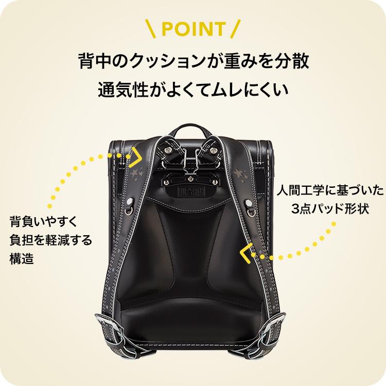 背中のクッションが重みを分散。通気性がよくてムレにくい