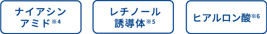 ナイアシンアミド※4 レチノール誘導体※5 ヒアルロン酸※6
