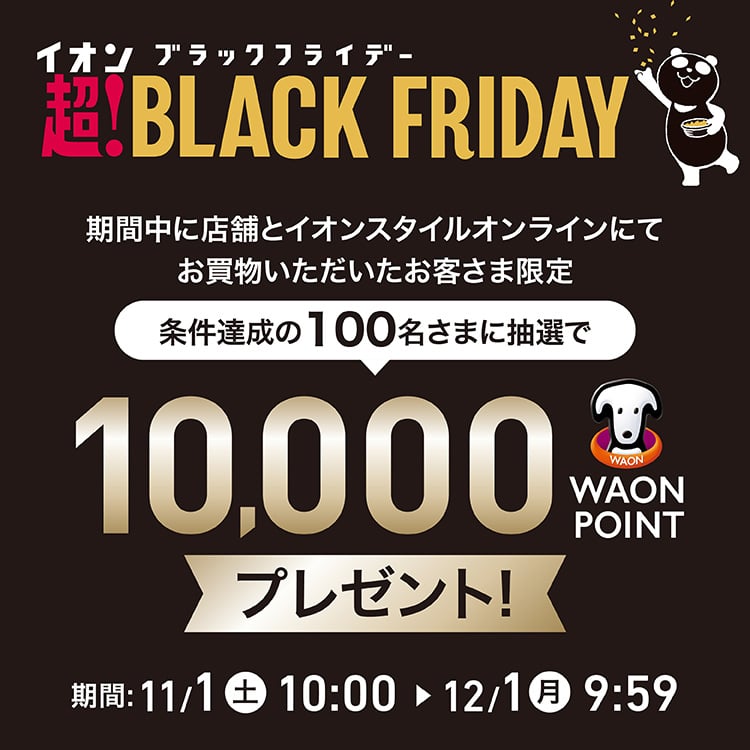 イオンブラックフライデーセール 10,000 WAON POINT プレゼント