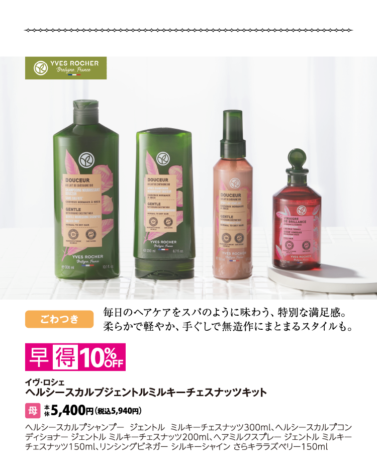 イヴ・ロシェ　ヘルシースカルプジェントル ミルキーチェスナッツキット