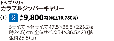トップバリュ　カラフルジッパーキャリーＳ