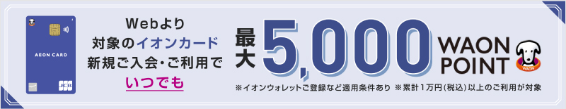 最大5,000WAON POINTmo5.
    