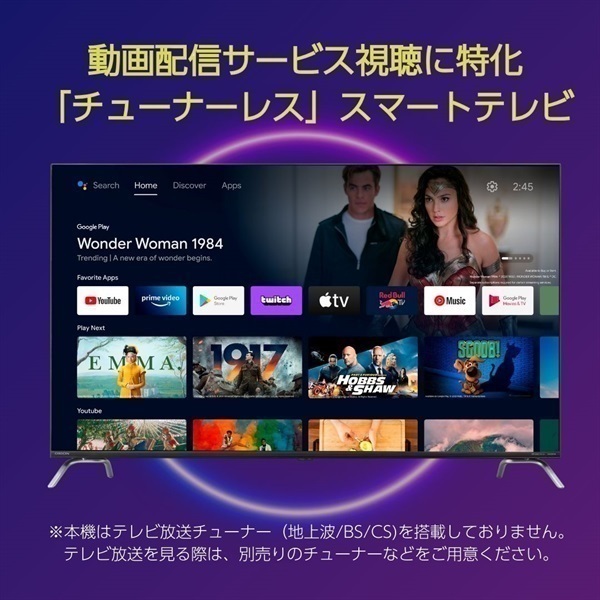 ORION イオン限定モデル55v型 4K対応チューナーレススマートテレビ