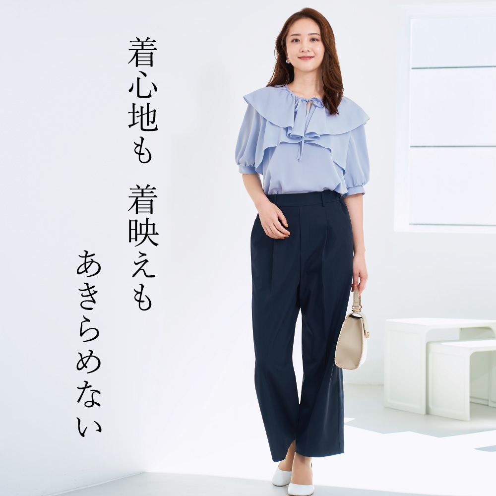 シルキーサテン ラッフルブラウス レディス EMMA JAMES (エマ