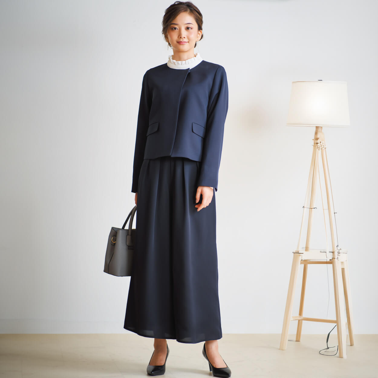 極美品　ESPRITMUR ノーカラージャケット　ワンピース　スカート　3点XL ニッセン（nissen） スーツ スカート レディース ノーカラー