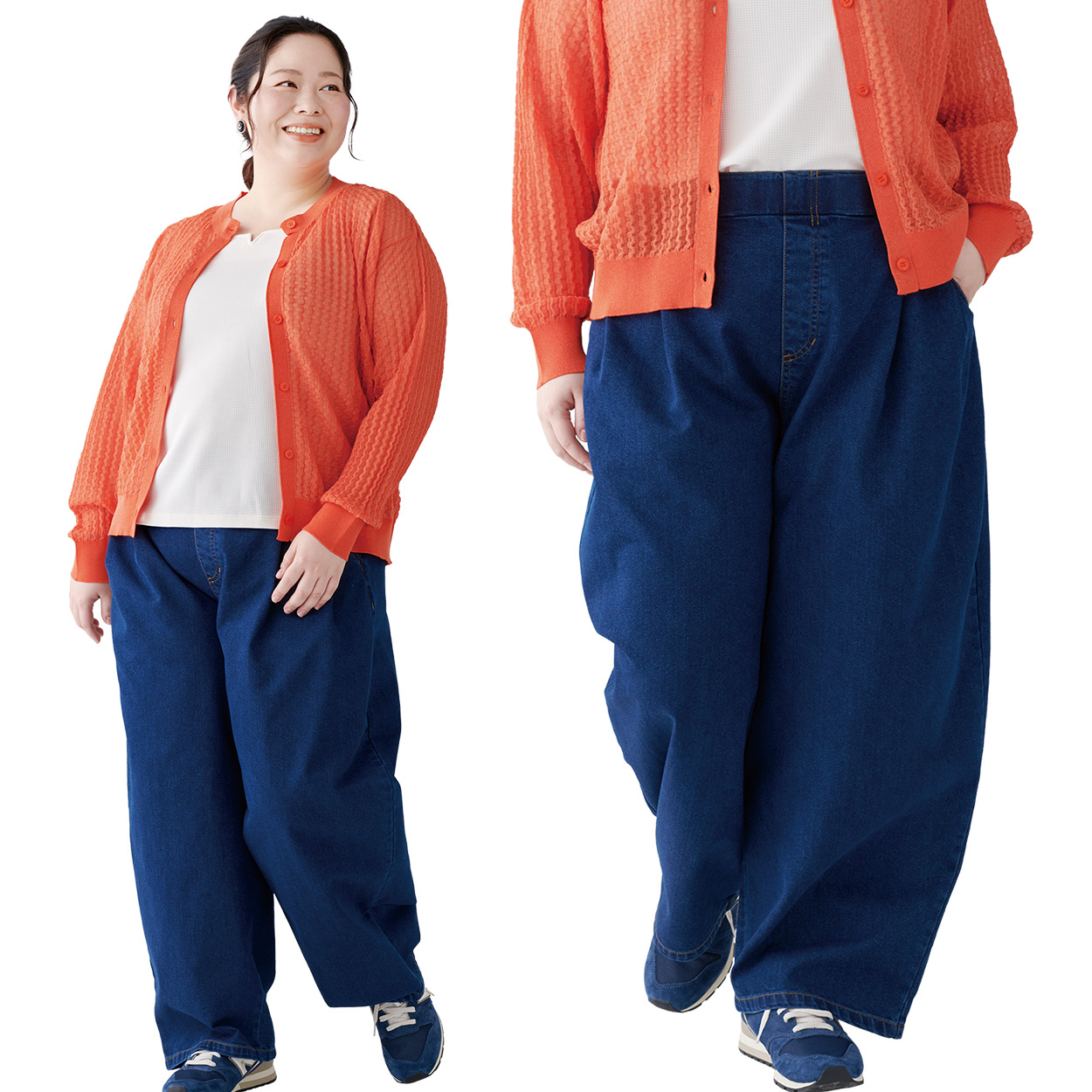Fit me clothing ダブルタックカーブデニムパンツ レディース 大きいサイズ noannu 接触冷感 カーブシルエット 美脚