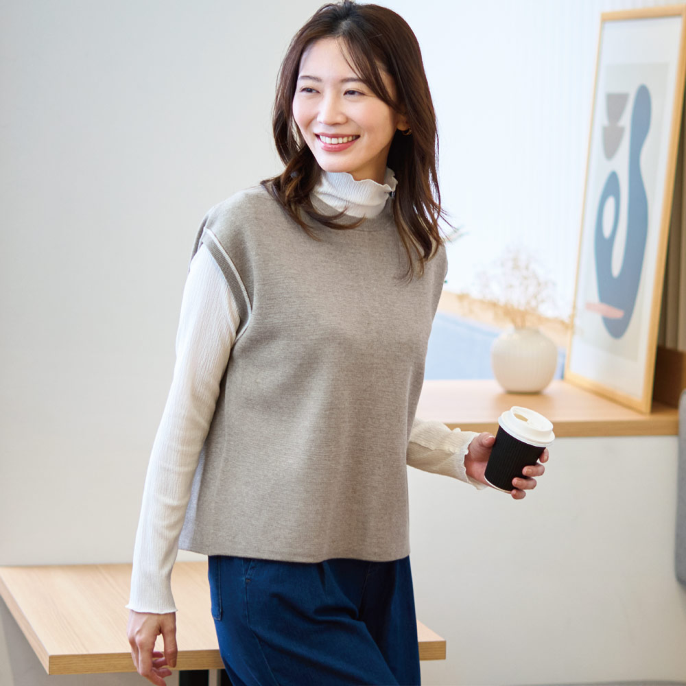 配色ボクシーベスト レディス ESSEME(エシーム) 691056 | イオン