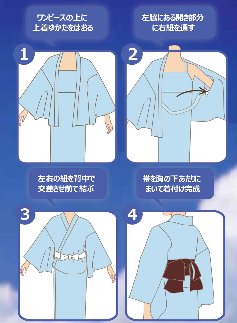 ワンピゆかた 簡単 着付け方
