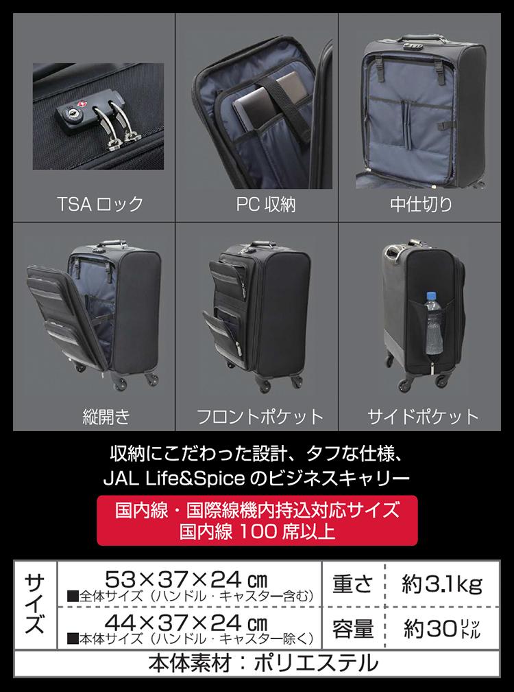 JAL×イオン 4輪ソフトキャリー スーツケース Sサイズ 機内持込サイズ 