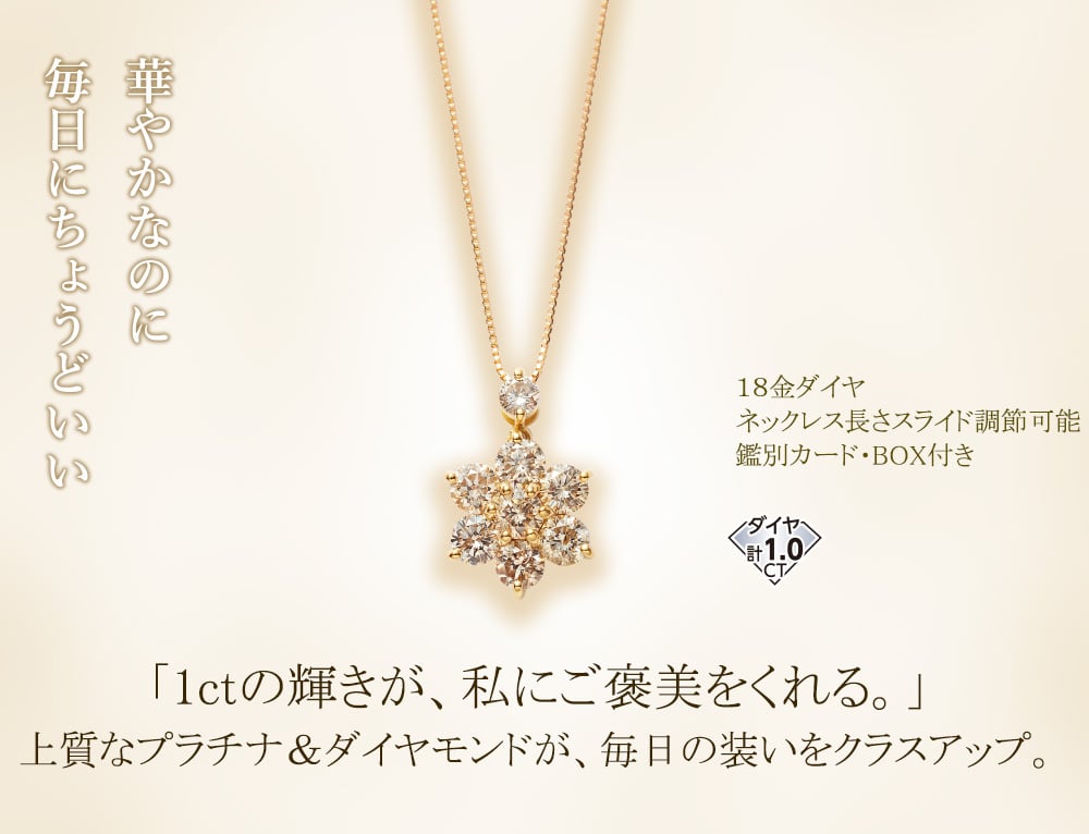 ご予約品 04GW>18金ダイヤ計1.0ctフラワーモチーフネックレス