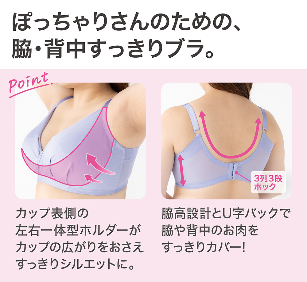 ぽっちゃりさんのための、脇・背中すっきりブラ